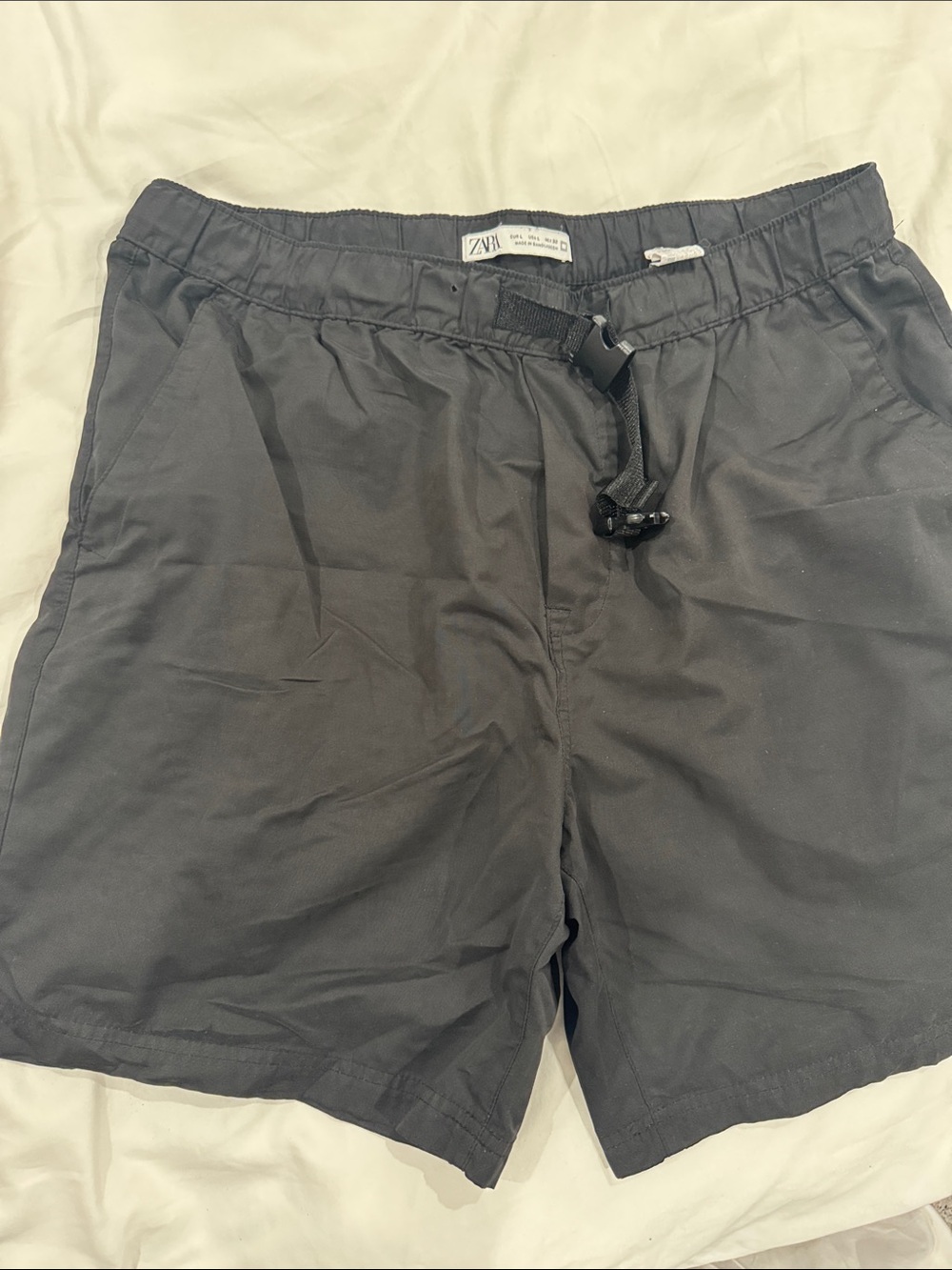 Zara Black Elastic Waist Drawstring Shorts